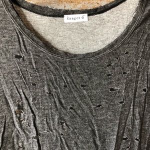GINGER G | Distressed Gray T-shirt